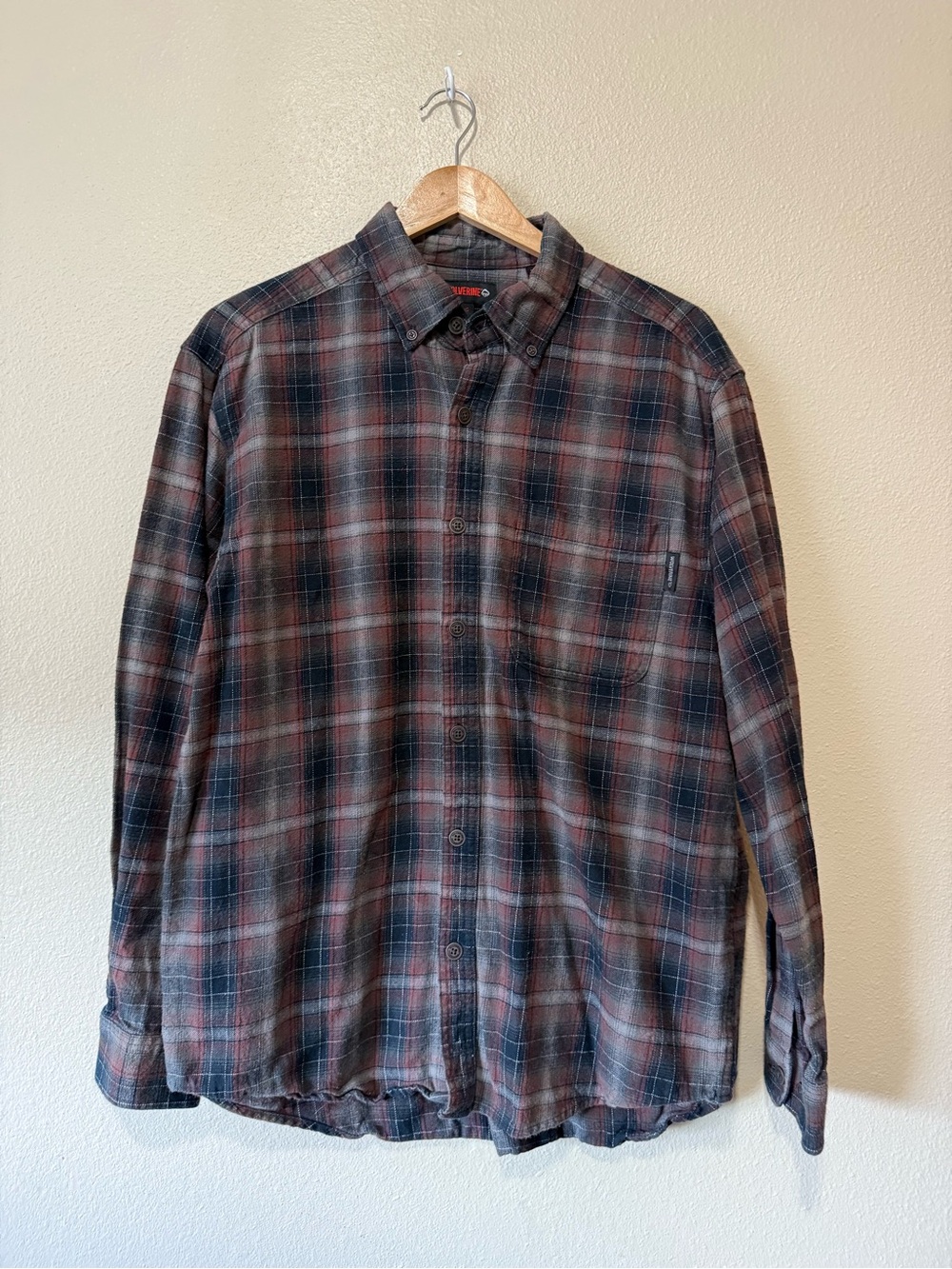Wolverine Men's Long-Sleeve Plaid Button-Down - Black & Brown